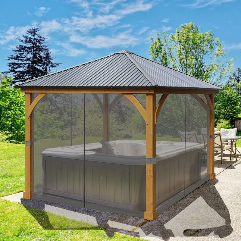 Aoodor 12'x12' Replacement Gazebo Mosquito Netting 4-Panel Sidewalls