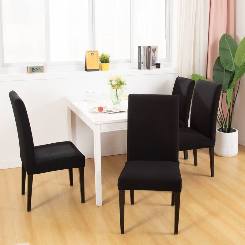 Enova Home Jacquard Polyester Spandex Fabric Stretch Dining Slipcovers Removable Anti-Dirty Fitted Furniture Protector Set of 2