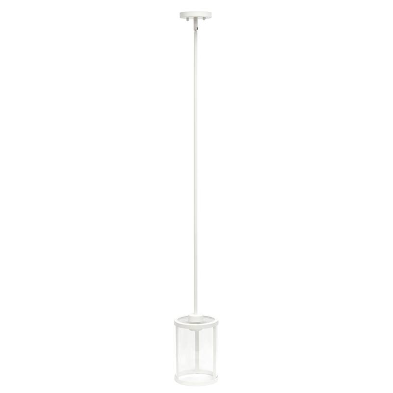 Adjustable Pendant Light - Metal & Glass 1-Light - Kitchen Island, Foyer, Hallway - White Finish - 9.5