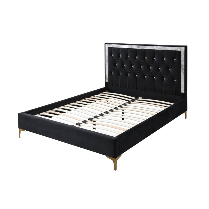Diggins Black Tufted Platform Bed - King