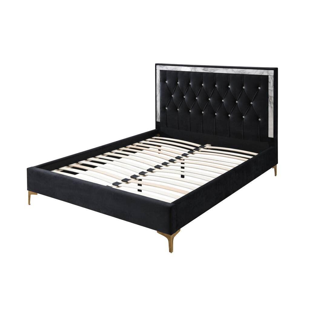 Diggins Black Tufted Platform Bed