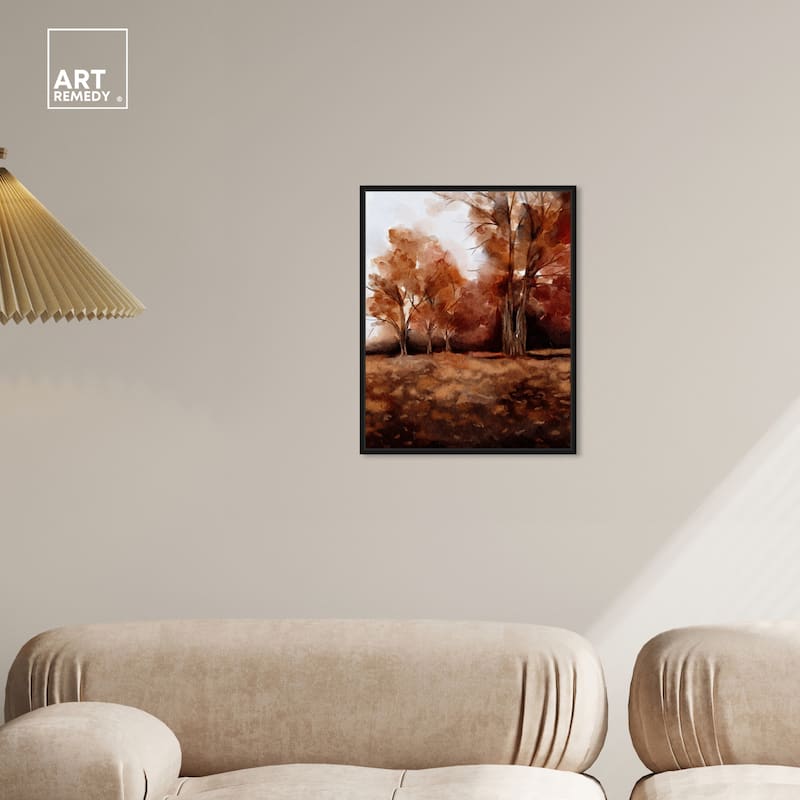 Art Remedy November Landscape Framed Landscape 1 Piece Canvas Wall Art Watercolor Style