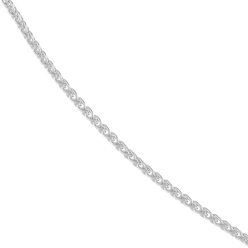Curata 14k White Gold 0.85mm Round Wheat Chain Necklace (Lobster)