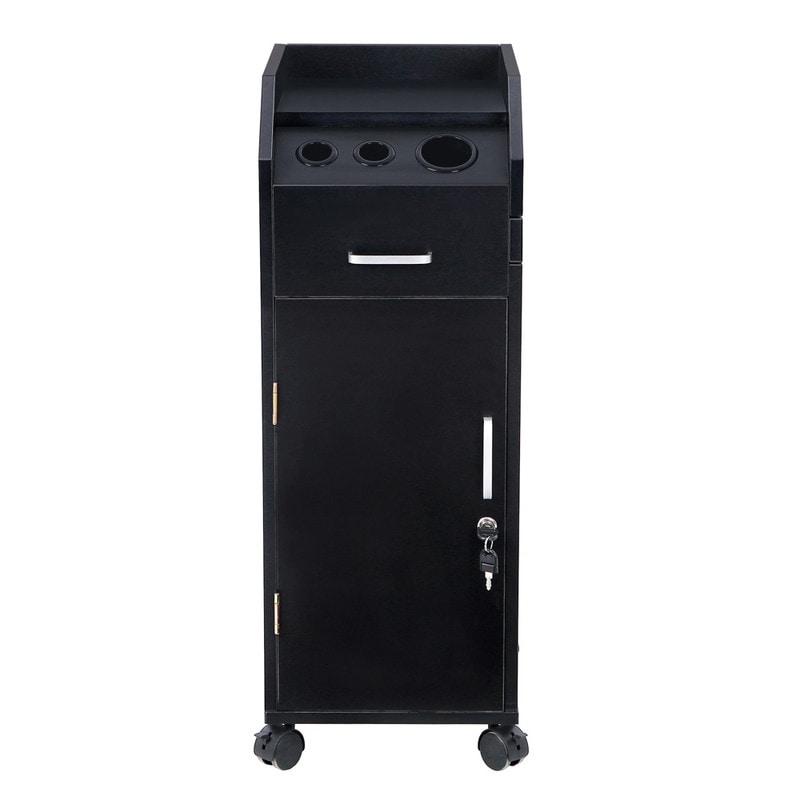 MCombo Shuler Salon Trolley Storage Cart Beauty Hair Dryer Holder with Lockable Rolling Wheels Drawer Finish White