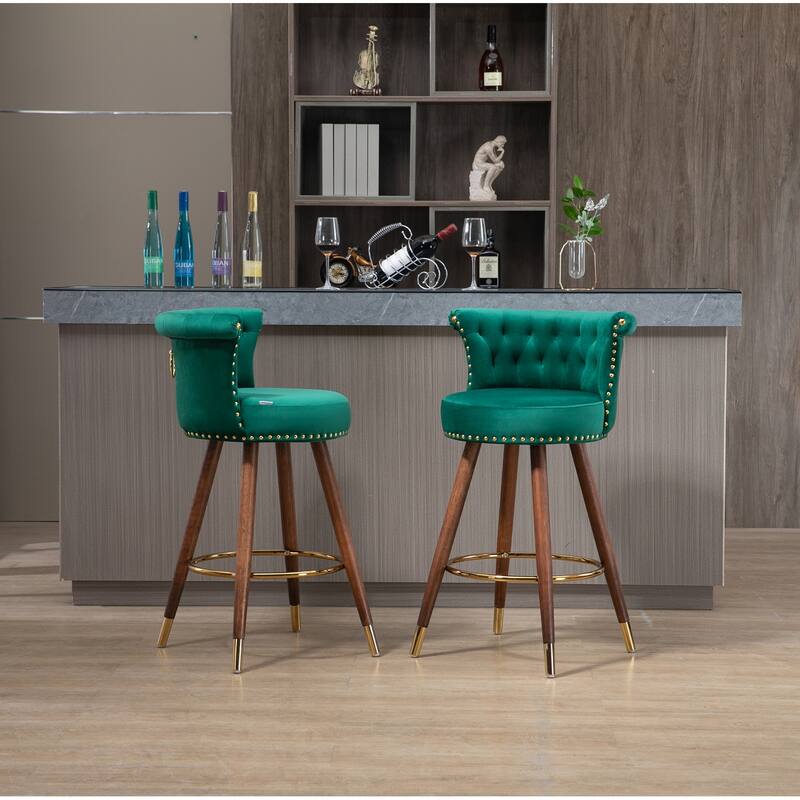 Set of 2 Farmhouse Counter Height Bar Stools with Solid Wood Legs Bed Bath & Beyond 37218957