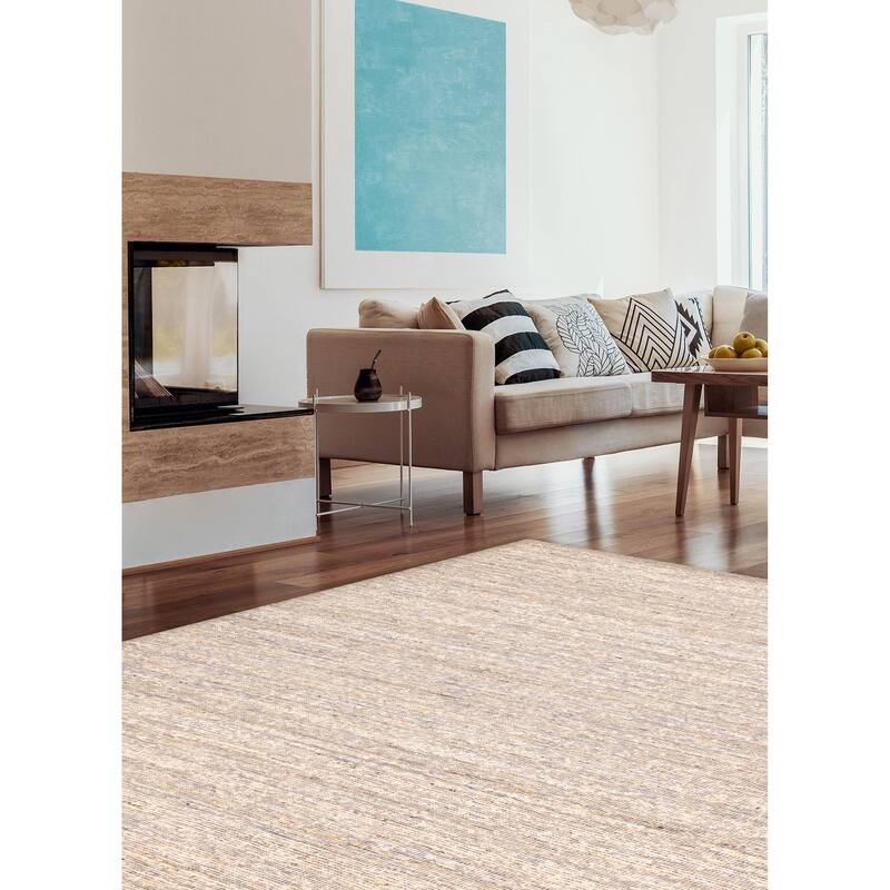 ECARPETGALLERY Braid weave Sienna Ivory Wool Kilim - 7'11 x 10'0