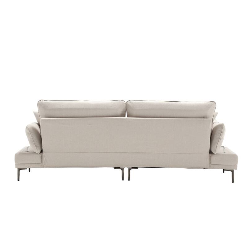 Modern upholstered loveseat couches with metal feet - N/A