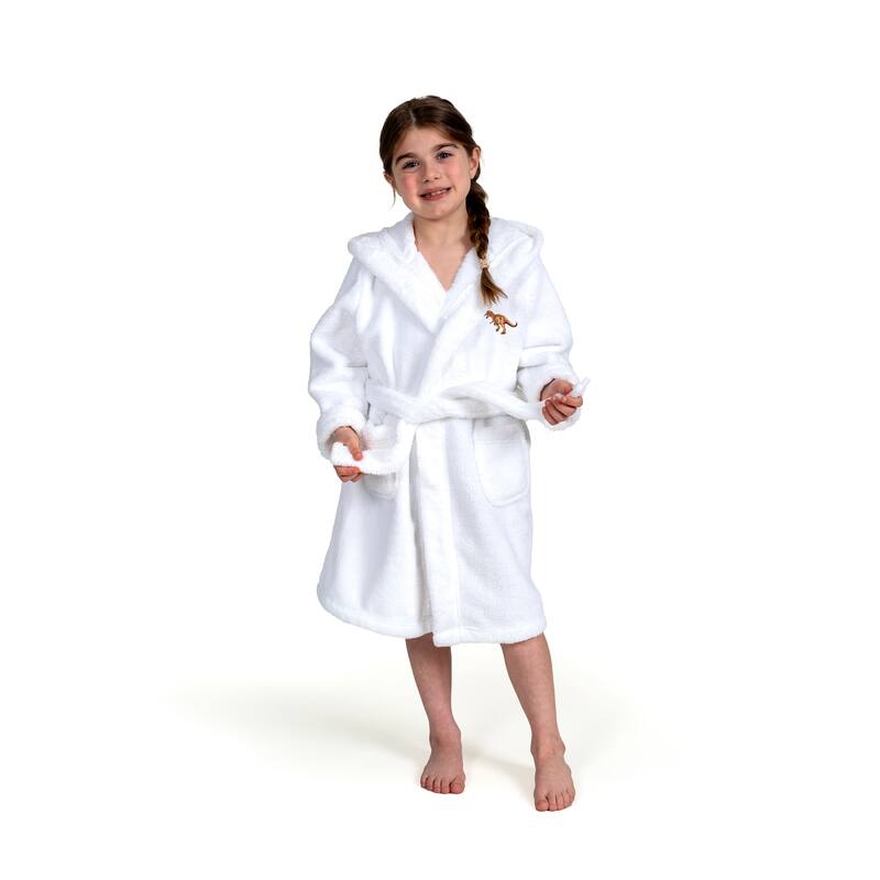 Sweet Kids 100% Polyester SUPER PLUSH Double Brushed Hooded Bathrobe - DINO