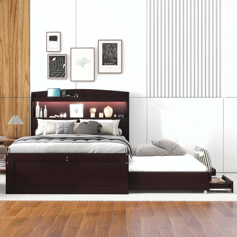 Platform Bed with Storage LED Headboard