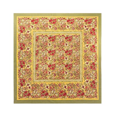 Jardine Red/ Green Floral Cotton Tablecloth