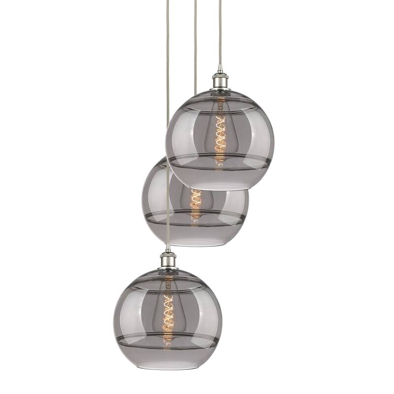 Innovations Lighting 113B-3P-41-19 Rochester Pendant Rochester 3 Light - Polished Nickel / Smoked