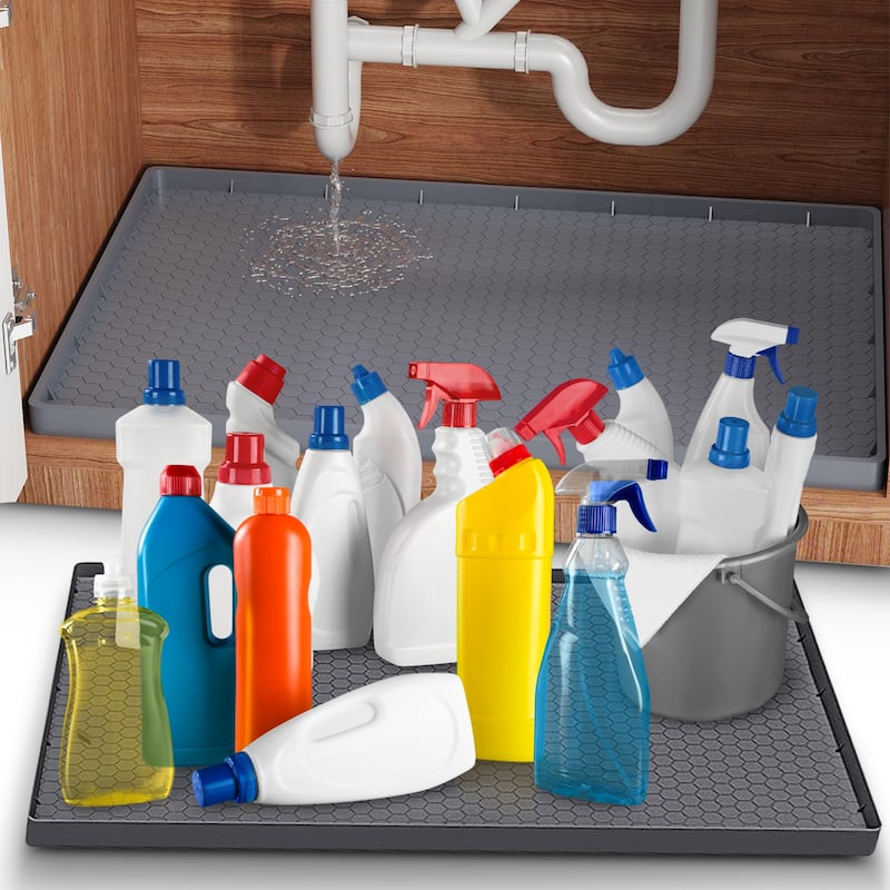 Cheer Collection Waterproof Silicone Under Sink Mat with Raised Edges