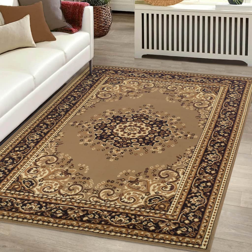 Superior Formal Floral Vines Border Indoor Runner or Area Rug
