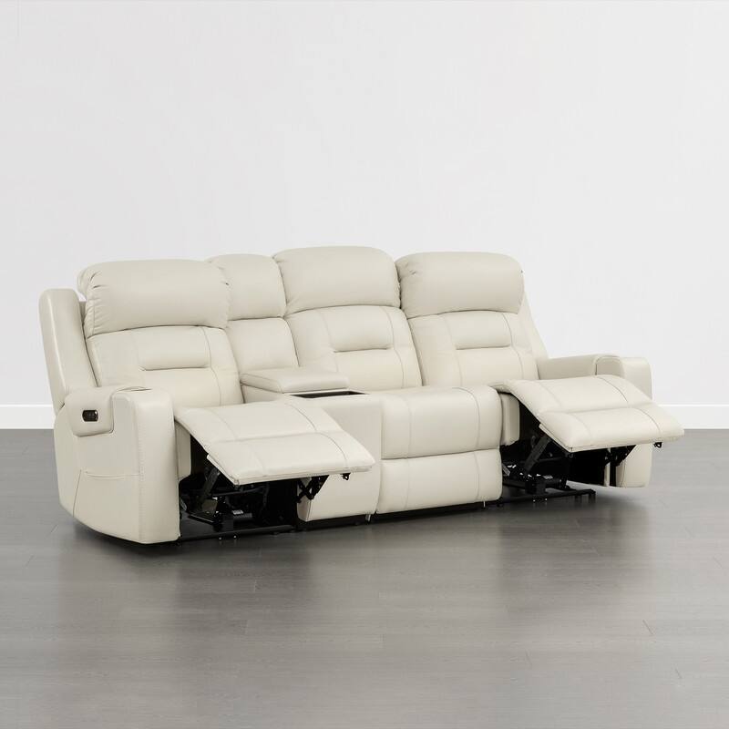 Spruce & Spring Genuine Leather Power Reclining Sofa with Wireless Charging