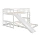 preview thumbnail 26 of 25, Twin Over Twin Bunk Bed with Slide & Ladder and Gray Solid Wood, 250lb Capacity, Space-Saving Kids Bed