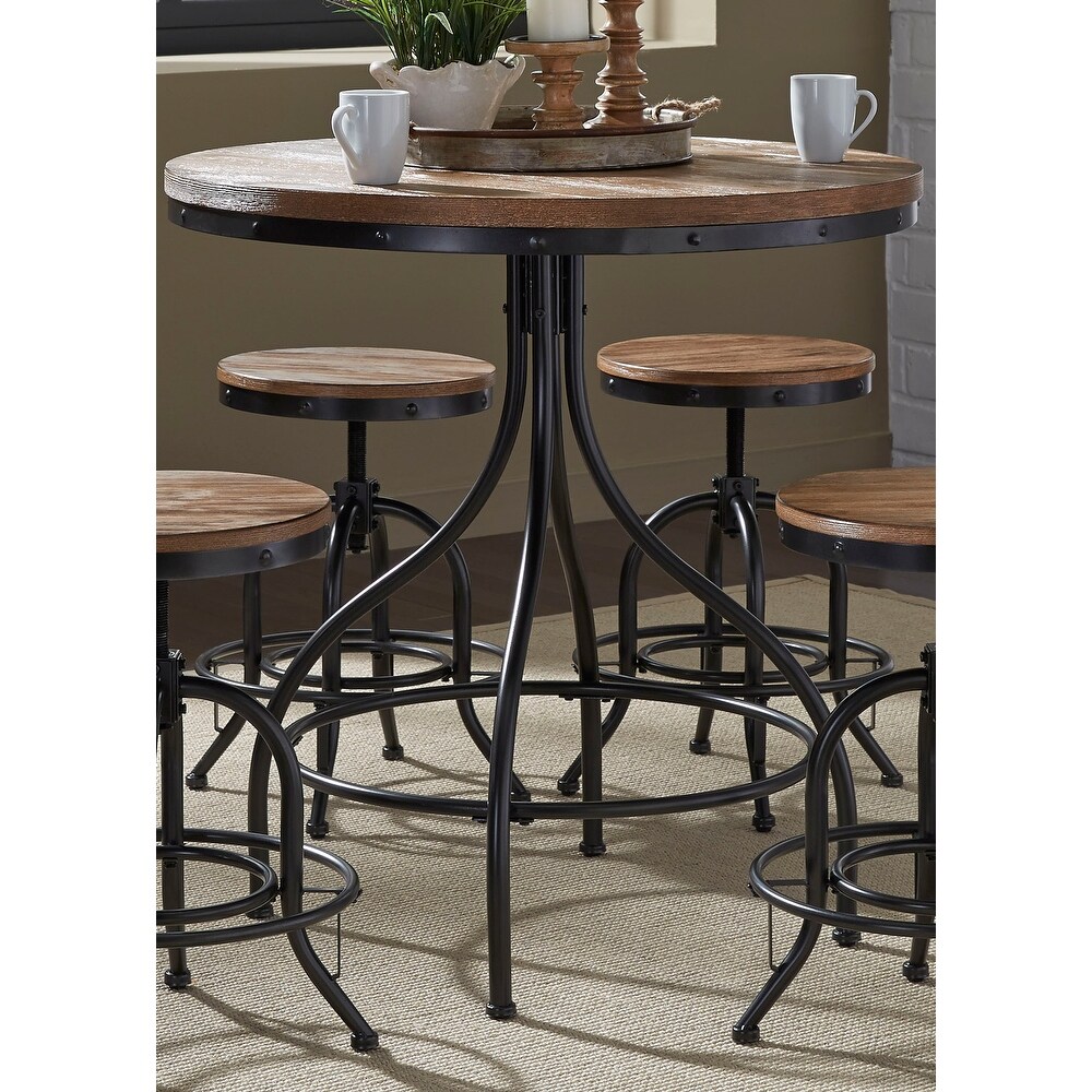Liberty Vintage Grey Vintage Drafting Pub Table (Round - 4 Seat)