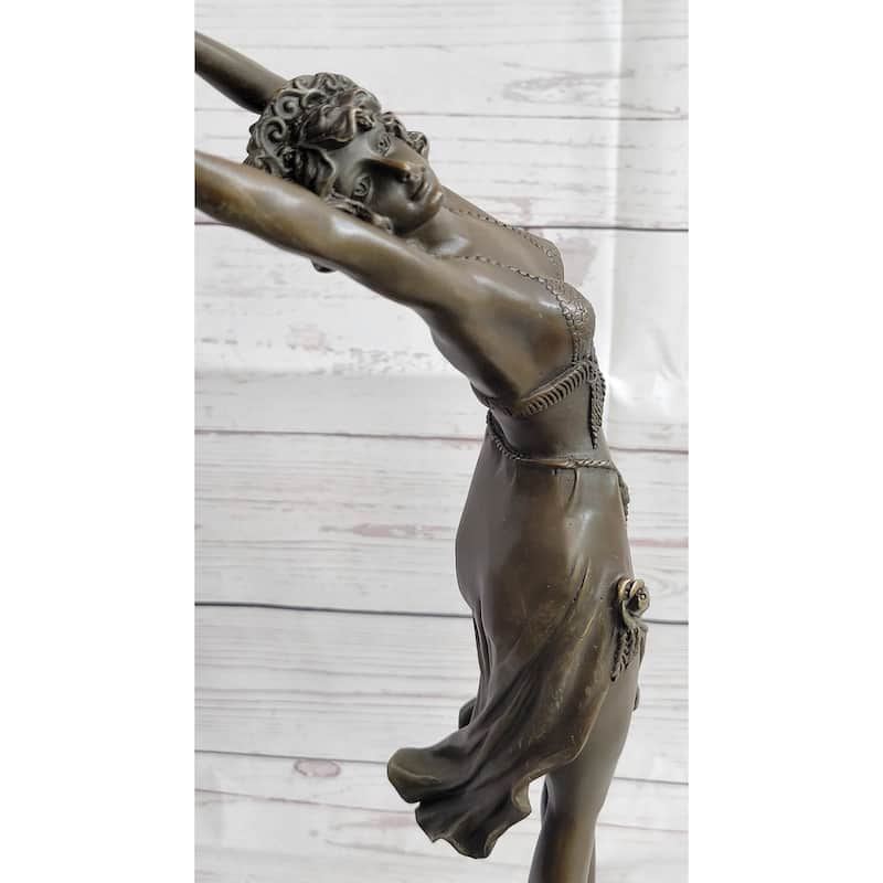 Art Deco Bronze Graceful Ballerina Fifth Pose Ballet Belly Dancer Girl Sculpture Statue