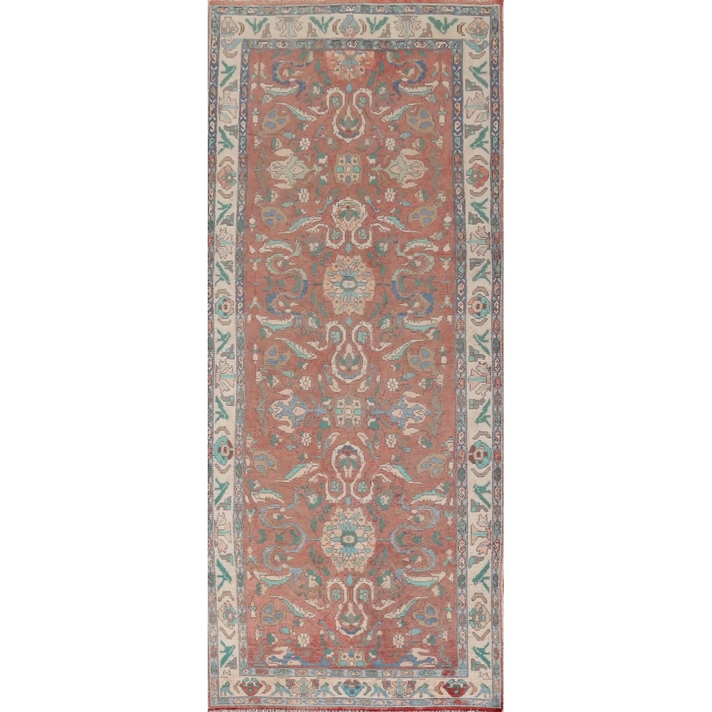 Hand Knotted Oriental 100% Wool Carpet Traditional Floral Red Hamedan Runner Rug - 9' 11'' X 3' 7''
