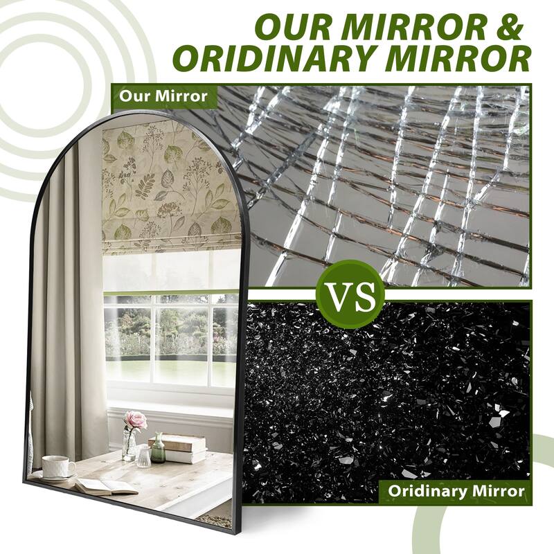 Arched Aluminum Alloy Framed Decorative Wall Mirror (2-Pieces)