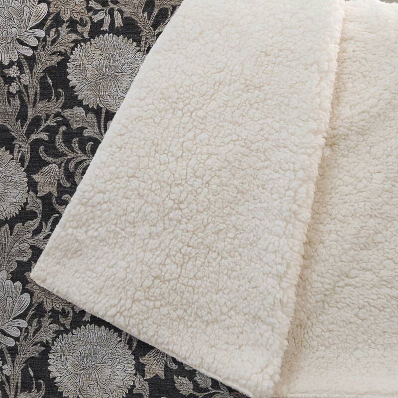 Premium Machine Washable Floral Sherpa Throw Blanket