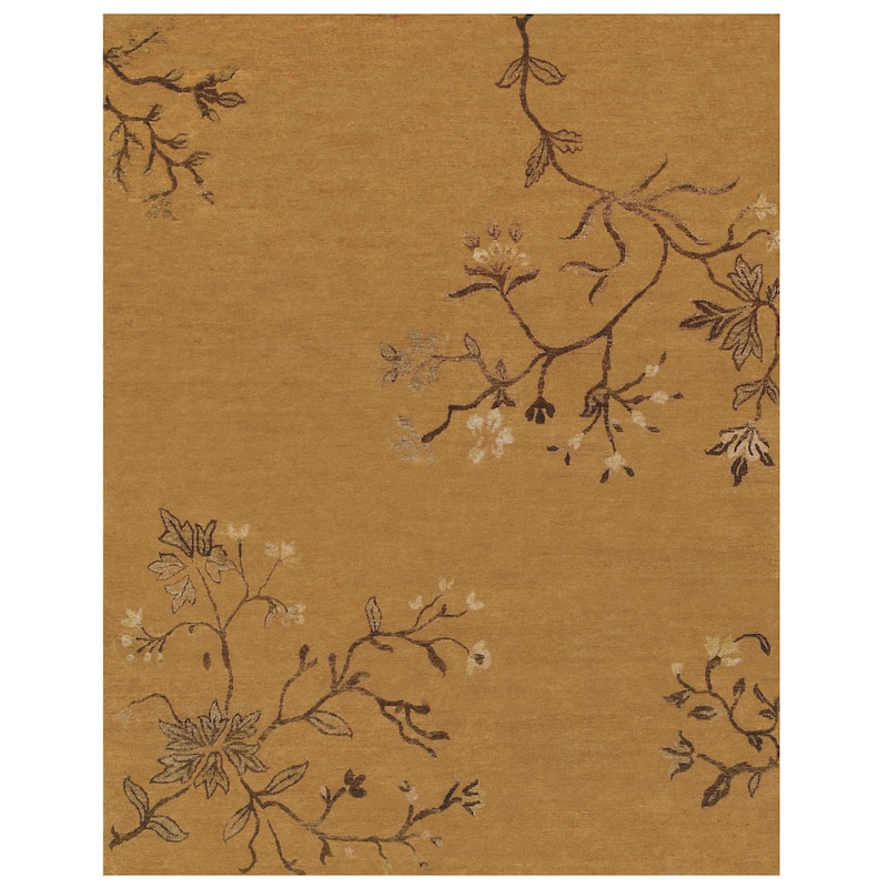Foral Botanical Earth Tones Oriental Rustic Area Rug - 8'6"x11'6" - Chocolate Brown/Golden Brown