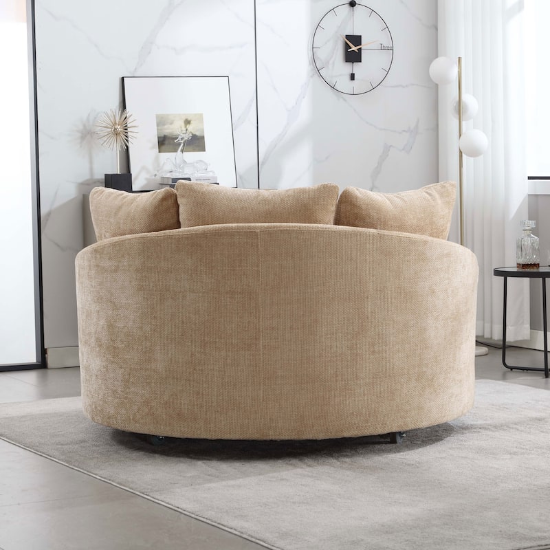 59.8''W Modern Oversized Sofa Chair, Round Accent Barrel Chair With 5 Pillows