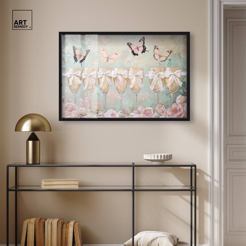 Champagne Mint and Pink Glass Shadowbox by Art Remedy