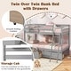 preview thumbnail 9 of 24, Twin Over Twin Bunk Bed Wood Bed Frame with 2 Storage Drawers and Ladder-Gray