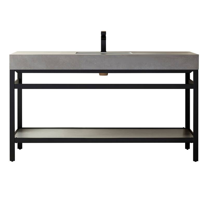 Miseno MV702560-NM Funes 60" Free Standing Single Basin Vanity Set - Matte Black / Gray - Anthracite Finish