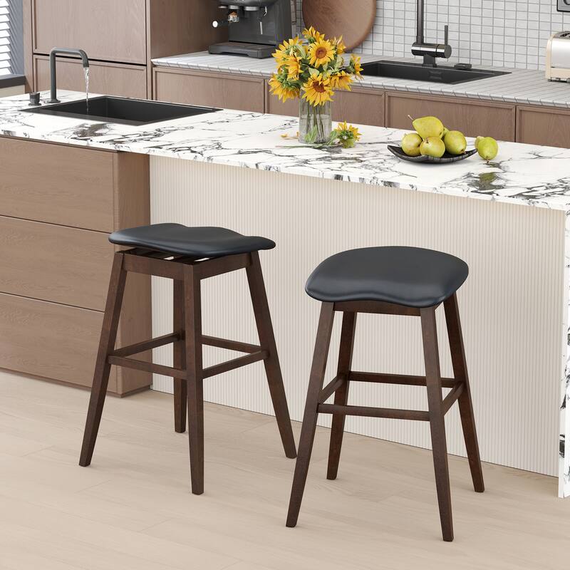 Gymax Set of 4 Swivel Bar Stools 31'' Bar Chairs w/ Padded Contoured