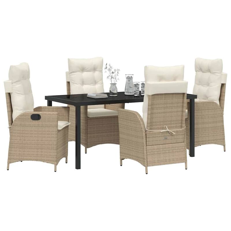 vidaXL Garden Dining Set with Cushion Poly Rattan