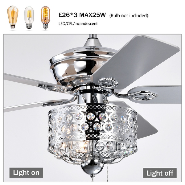 52 inch Indoor Chrome Ceiling Fan with Pull Chain,Reversible 52 inch Indoor Chrome Ceiling Fan with Pull Chain,Reversible