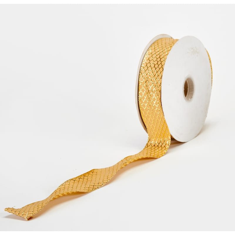 Beige Gold Argyle Ribbon 50 YD