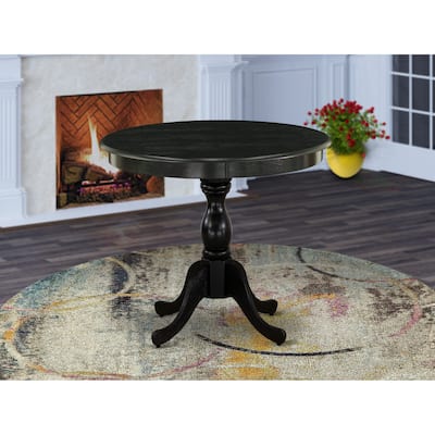 East West Furniture Dining Room Table - a Round kitchen Table Top with Pedestal Base, (Finish Options Available)