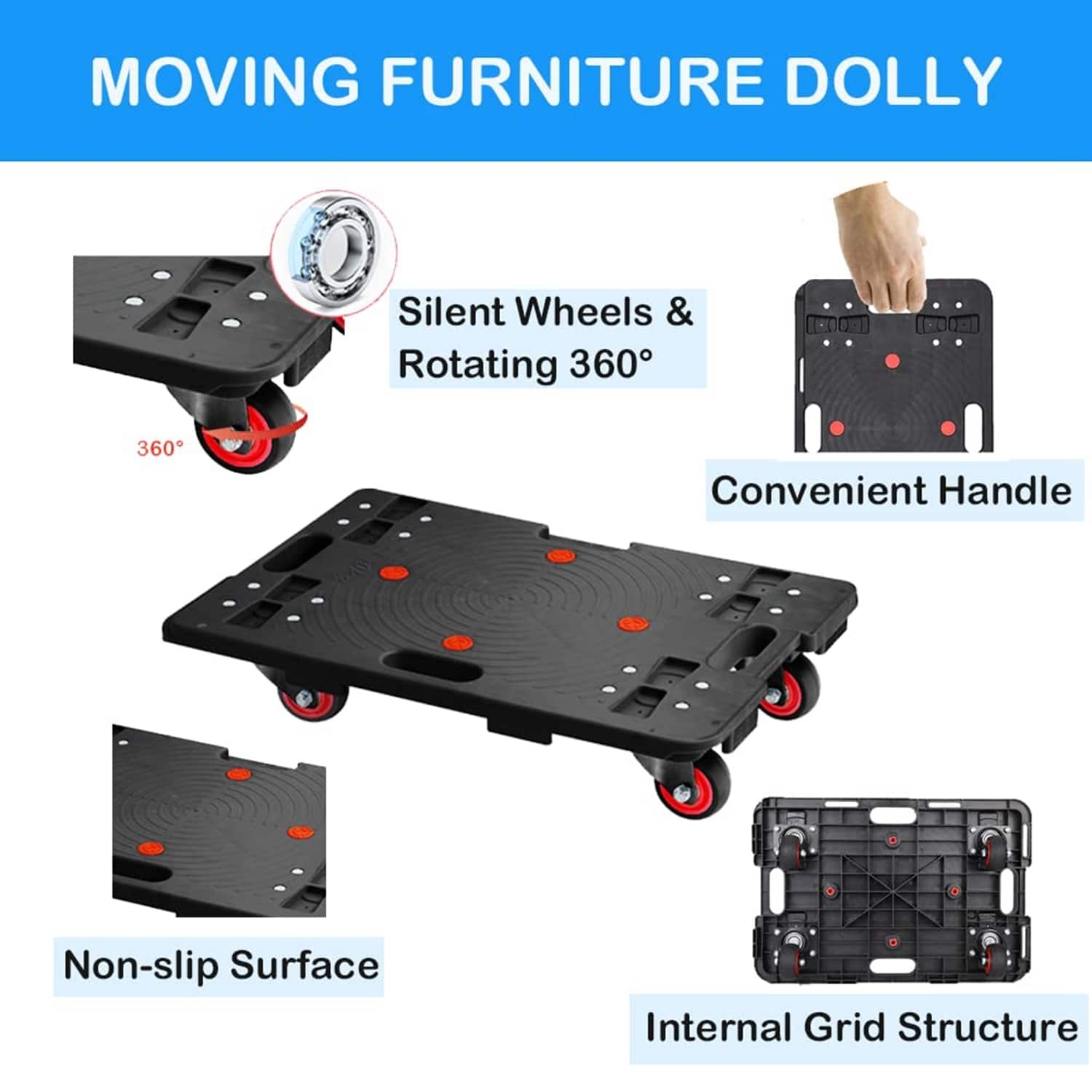 Furniture Moving Dolly Small Flat Dolly Cart, Pack of 2 Bed Bath