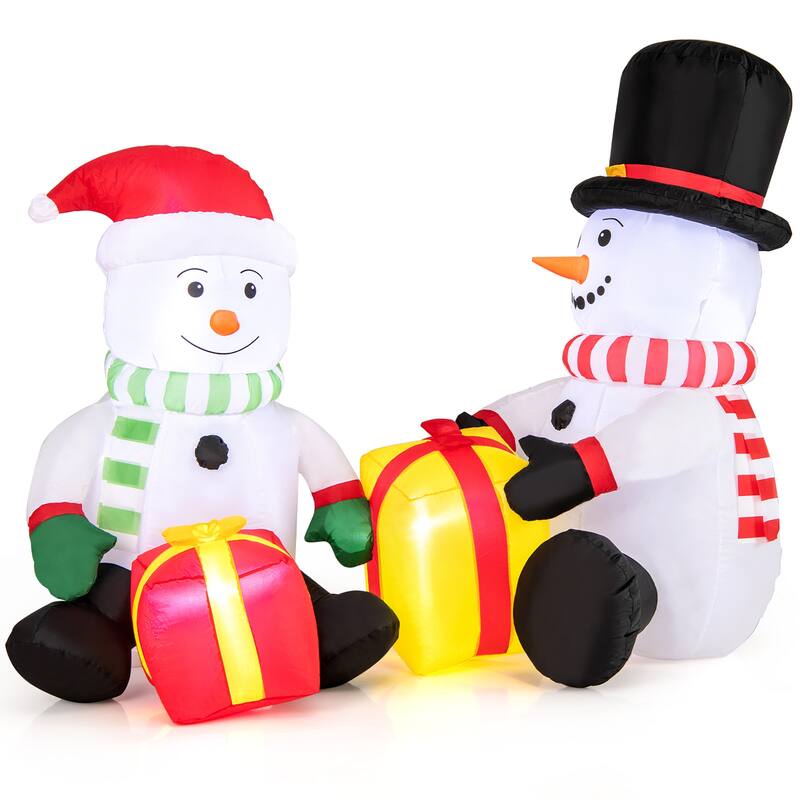 Gymax 5FT Long Christmas Inflatables LED Lighted Xmas Double - See Details