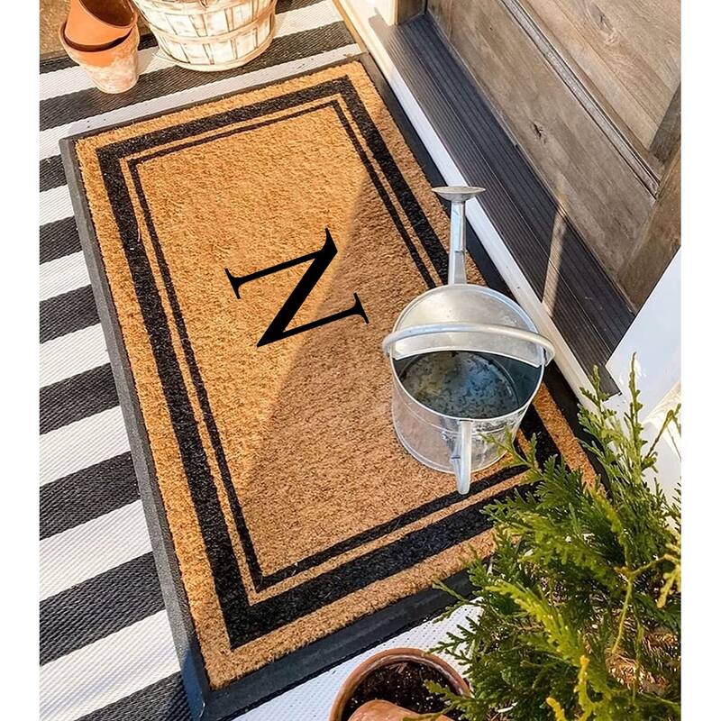 A1HC Picture Frame Natural Rubber & Coir Large Monogrammed Doormat 24"x48"
