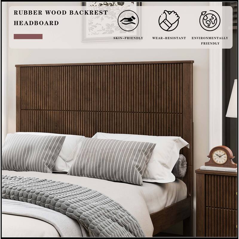 Queen Platform Bed Frame with Tall Headboard