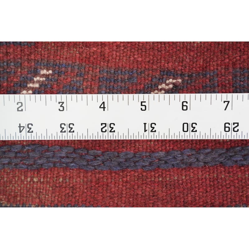 Hand Knotted Oriental 100% Wool Carpet Traditional Tribal Navy Blue & Blues Balouch Runner Rug - 7' 9'' X 1' 9''