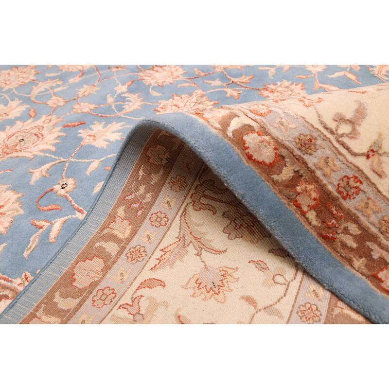 ECARPETGALLERY Hand-knotted Mirzapur Blue Viscose, Wool Rug - 6'3 x 9'10