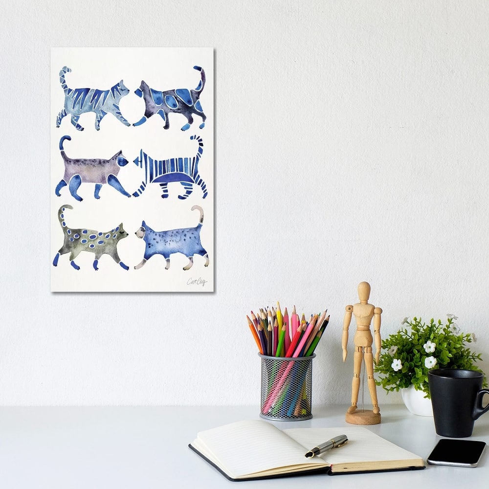 iCanvas "Blue Cat Collection" by Cat Coquillette Canvas Print