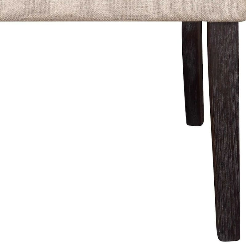 Beige Linen Tufted Dining Side Chairs, Wood Legs and Espresso Finish Set of 2 - 26" L X 21" W X 41" H