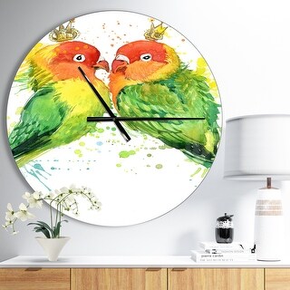 Designart 'Family Parrots' Oversized Traditional Wall CLock