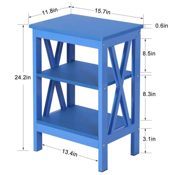 dimension image slide 3 of 6, Modern Nightstand with 3-Tier Storage Shelves A Variety of Colors Are Available for Living Room, Bedroom Entrance End Table
