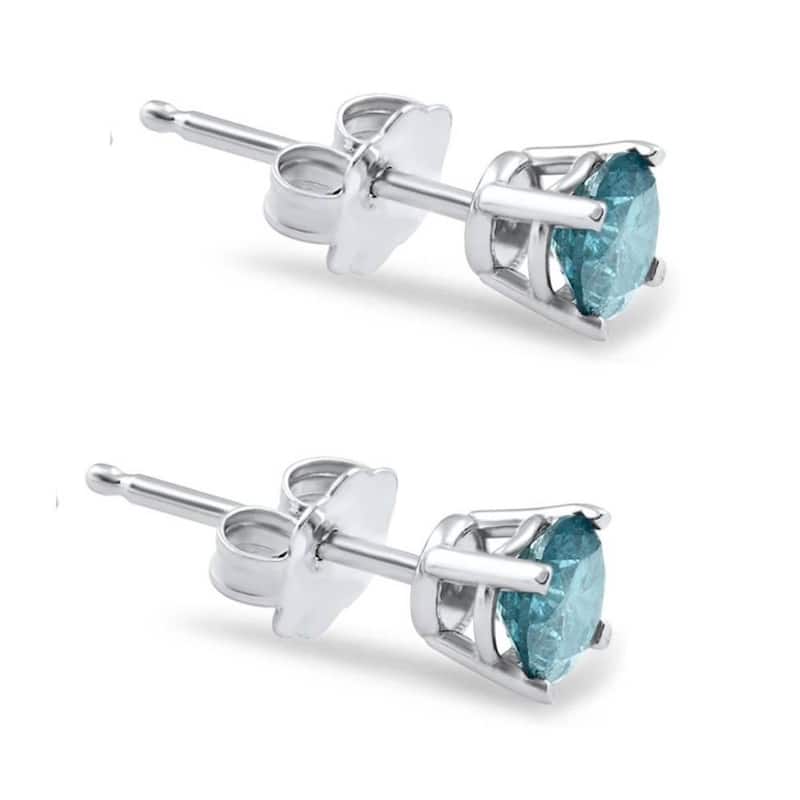1/2ct Treated Blue Diamond Studs White Gold