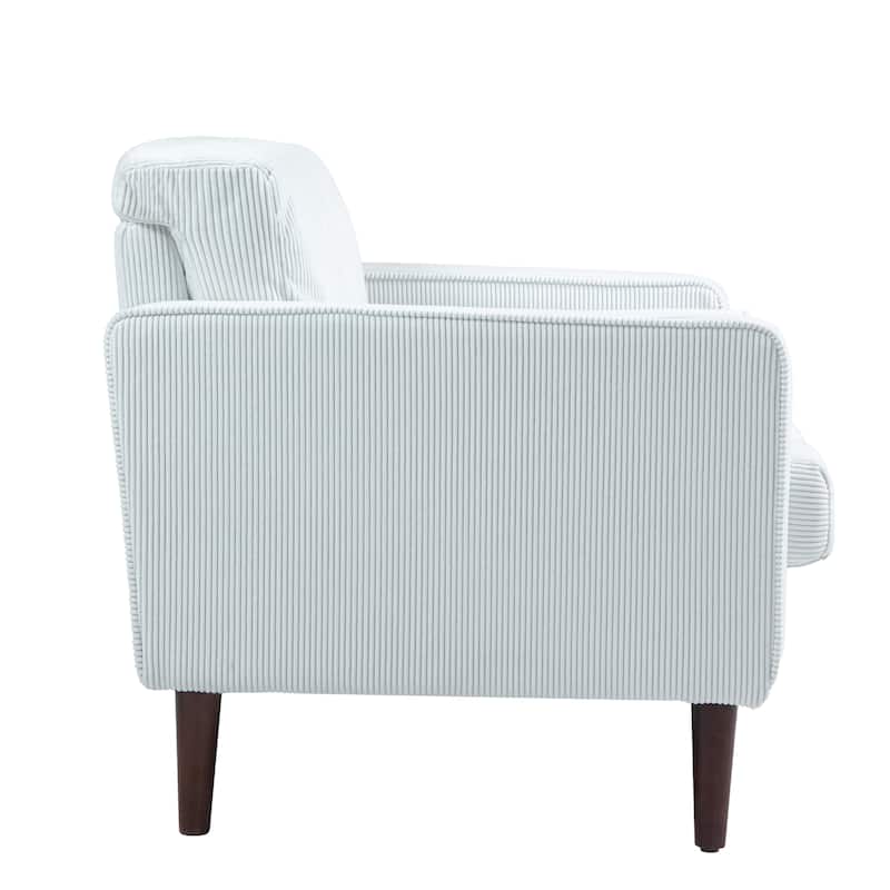Modern Upholstered Corduroy Wide Armchair with Bolster Pillows