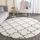 preview thumbnail 49 of 99, SAFAVIEH Montreal Shag Sadia 2-inch Thick Rug 6'7" Round - Ivory/Grey - Round