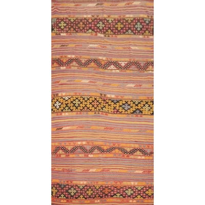 Hand Woven Oriental 100% Wool Carpet Southwestern Tribal Multi-Colored Kilim Area Rug - 11' 2'' X 5' 9''