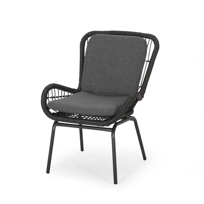 Wicker Club Chairs Set of 2, Patio Chair with Cushions, Metal Legs