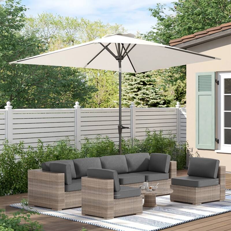 14-Piece Patio Furniture Sofa Cushions, 6-Seater Outdoor Cushion Set (Only Include Cusions，Not Sofa） - 25.6*25.6*4in - Dark Gray